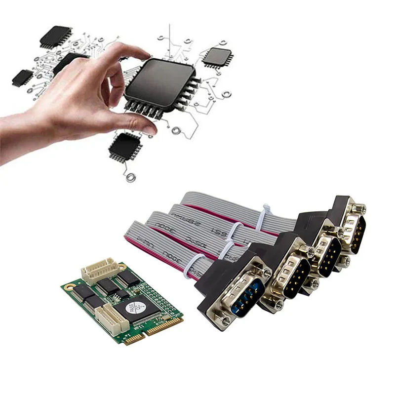 Mini PCIE CH384L 4S DB-9 RS232 Scheda porta seriale Adattatore di espansione porta seriale COM1 di livello industriale