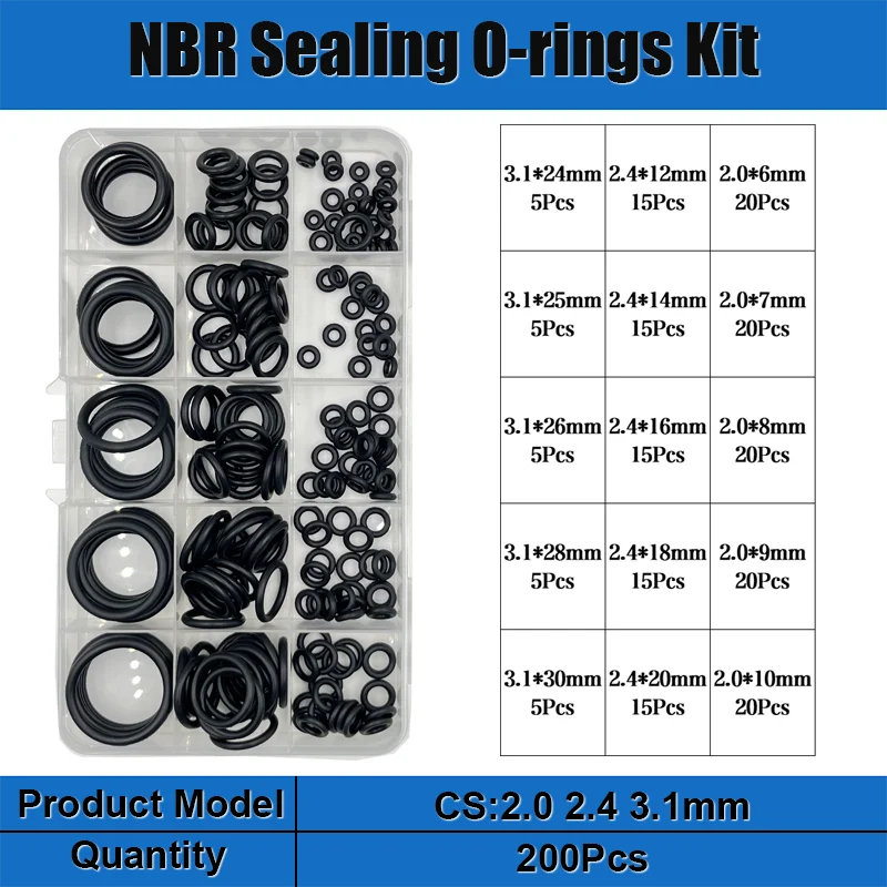 Gummi O Ring Dichtung Unterlegscheibe Sanitär Dichtung Ölbeständig Oring Automobil Sanitär Wasserhahn Wasser Reparatur Schwarz NBR Dichtung O-Ring – Detail 13