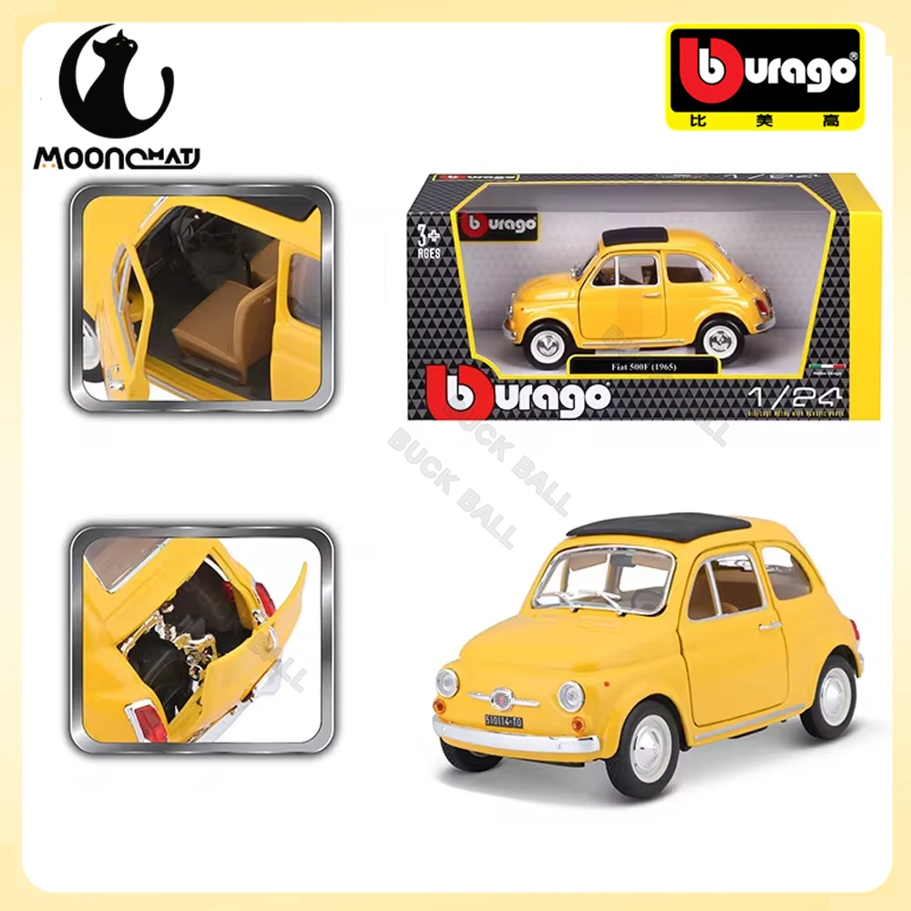 Bburago-Coche de aleación modelo FIAT 500F, colección de coches deportivos fundidos a presión, adorno de vehículo de lujo, regalo de cumpleaños para novio, 1:21