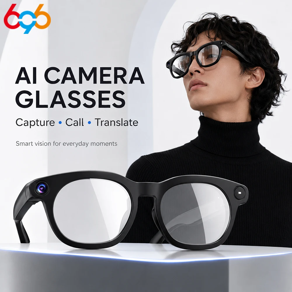 

Wireless Wearable Translation Waterproof AI Smart Glasses 800W Shooting Camera HD Photo Video Voice Call Eyewear Men Lady Music