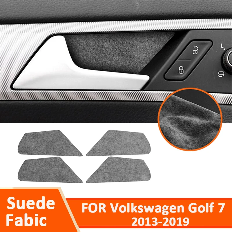 

For Volkswagen Golf 7 Golf 7.5 2013-2019 Soft Suede Fabic Car Door Inner Pull Handle Bowl Panel Ring Cover Decoration Sticker