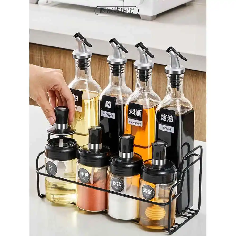 

Glass Seasoning Bottle Kitchen Storage Container with Spoon Cover Inteated Luxury Home Use Seasoning Jar Vinegar Soy Sauce ...