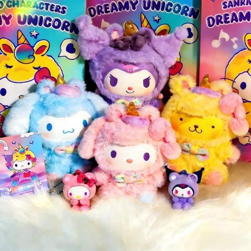 

Anime Cartoon Kawaii Sanrio dreamy unicorn Melody Kuromi Cinnamoroll Plush random Doll Ornaments children's day birthday gift