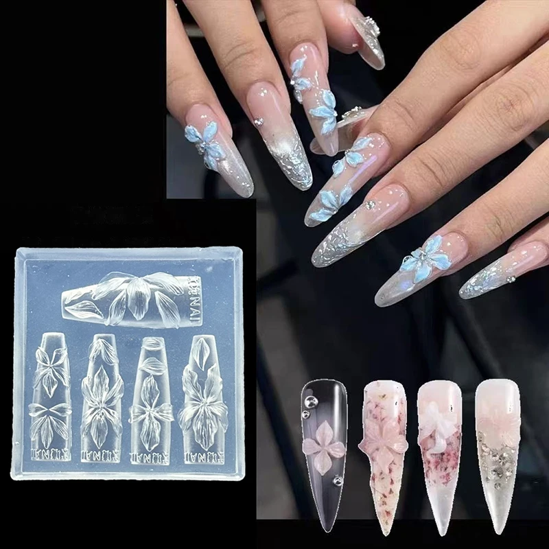 

3D Flowers Nail Mold DIY Silicone Nail Tools Hawaii Hibiscus Flower Petal Nail Design Silicone Molds Nail Art Carving Template