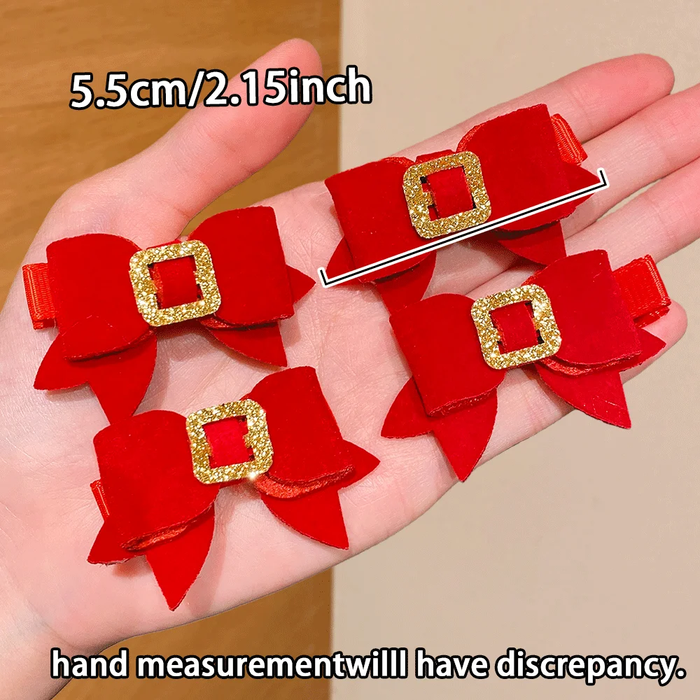 10PCS Retro Red Hair Clips - Gold Sparkle Clasps, Cute Fashion Accessories