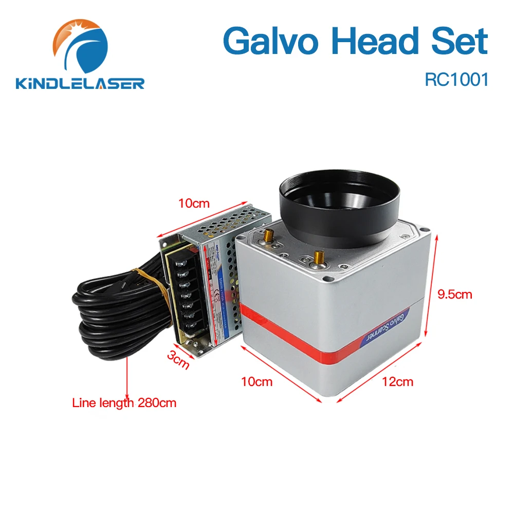 KINDLELASER RC1001 Fiber Laser Scanning Galvo Head Set 10.6um &1064nm & 355nm 10mm Galvanometer Scanner with Power Supply