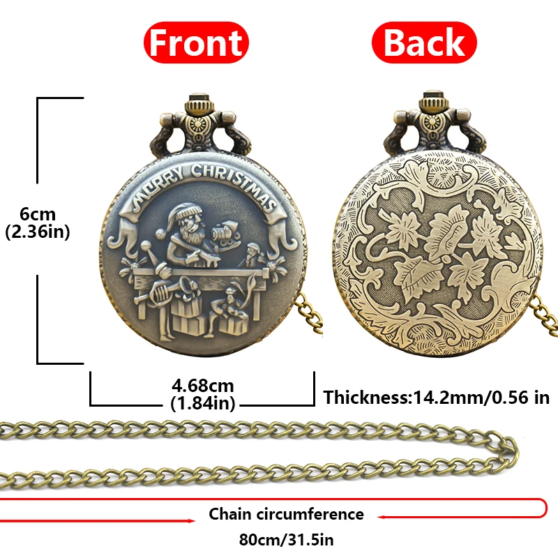 Orologio da tasca commemorativo serie di collane al quarzo flip-top retrò in bronzo Steampunk Babbo Natale per studenti e studentesse