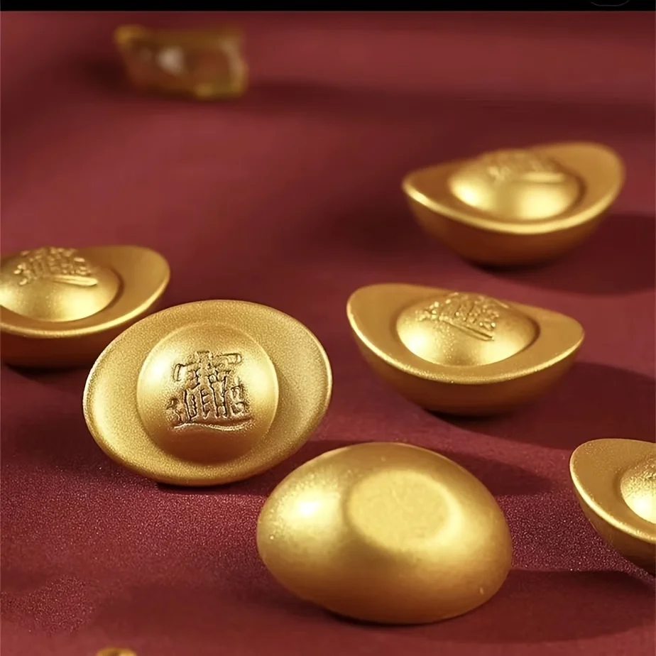 6pcs Decorative Additions Made of Alloy Ingots, Including Jubao Basin And Baifu Cylinder, Ideal for Holiday Presents