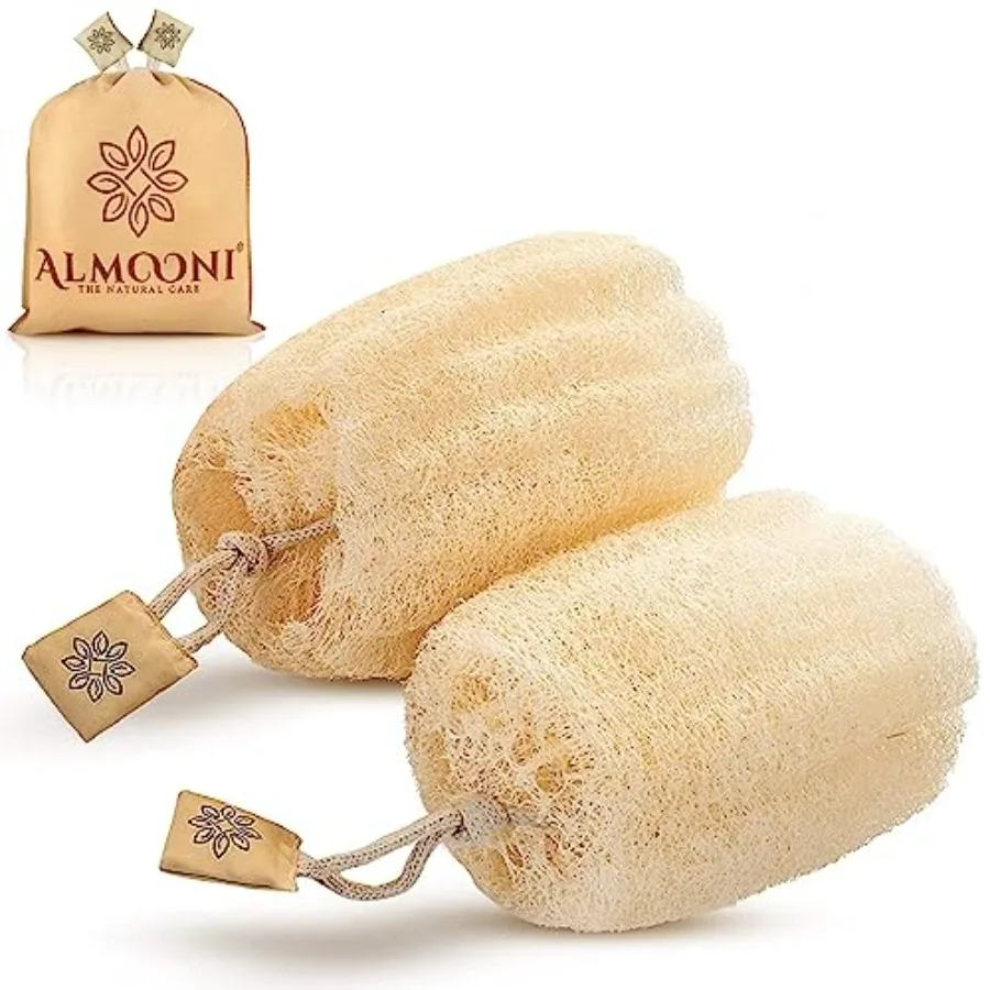Natural Loofah Exfoliating Body Scrubber for Men and Women, Real Round Egyptian Loofah Sponge with Consistent Scrub Texture, La