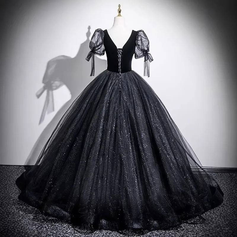 Vestido de noche, vestido esponjoso, actuación en solitario, disfraz de presentador, examen de arte vocal, vestido de canto para estudiantes, estilo largo, adelgazante