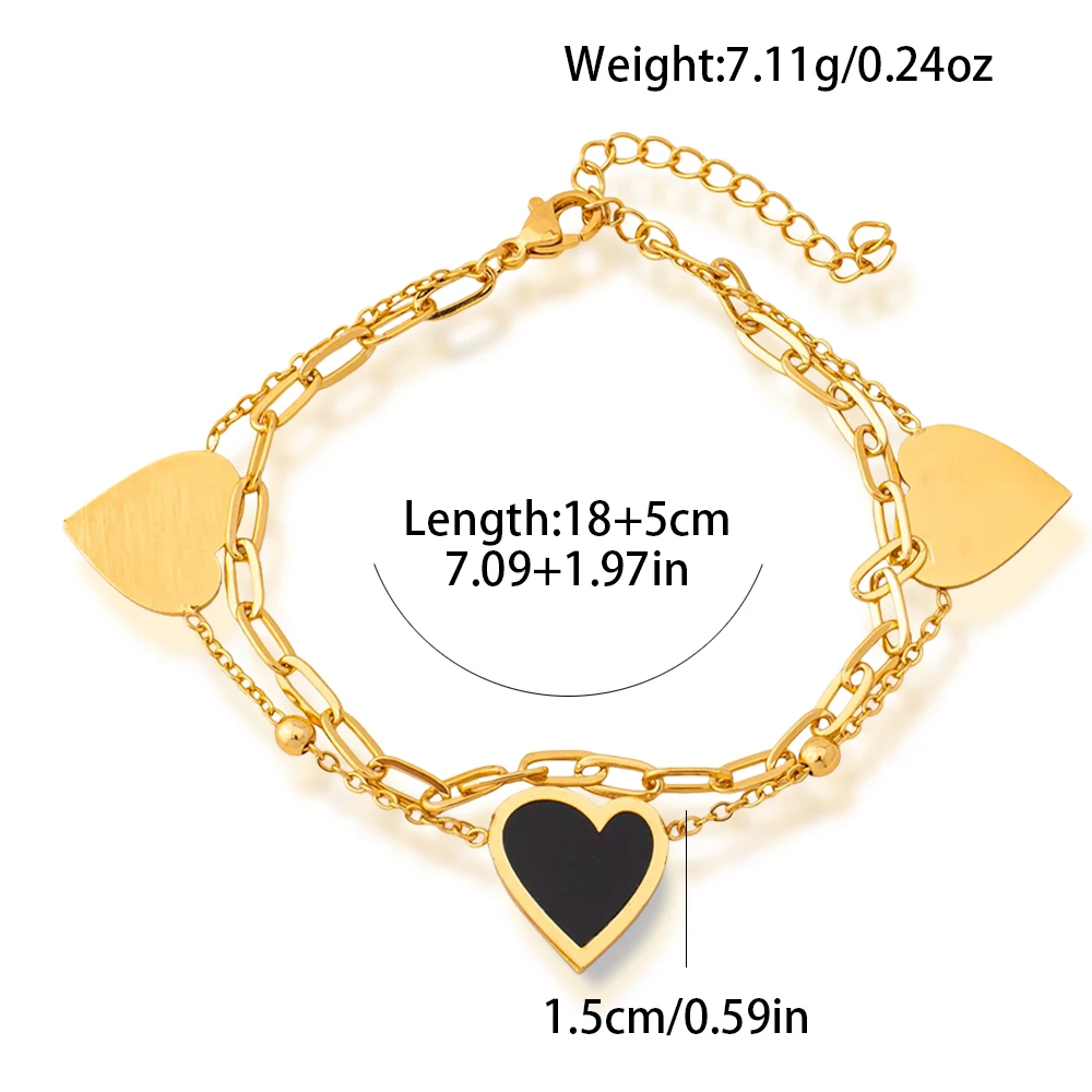 Charm-Armband Dubai Vergoldeter Edelstahl Schwarze Emaille Ineinandergreifende Kette Stern-Motiv Glücksbringer Schmuck-Accessoires 5-teiliges Set – Detail 12