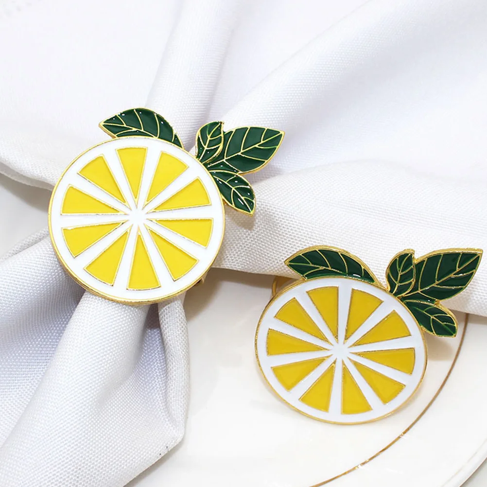 

2pcs Lemon Slice Napkin Rings Golden Realistic Design for Cloth Napkins Wedding Banquet Table naments Household