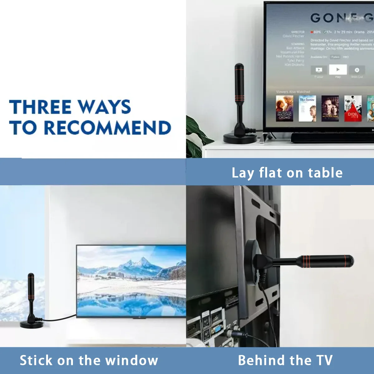 TV Antenna Outdoor Indoor Antennas with Magnetic Base and Cable for TV Tuner-35 Mile VHF UHF DTMB ISDB
