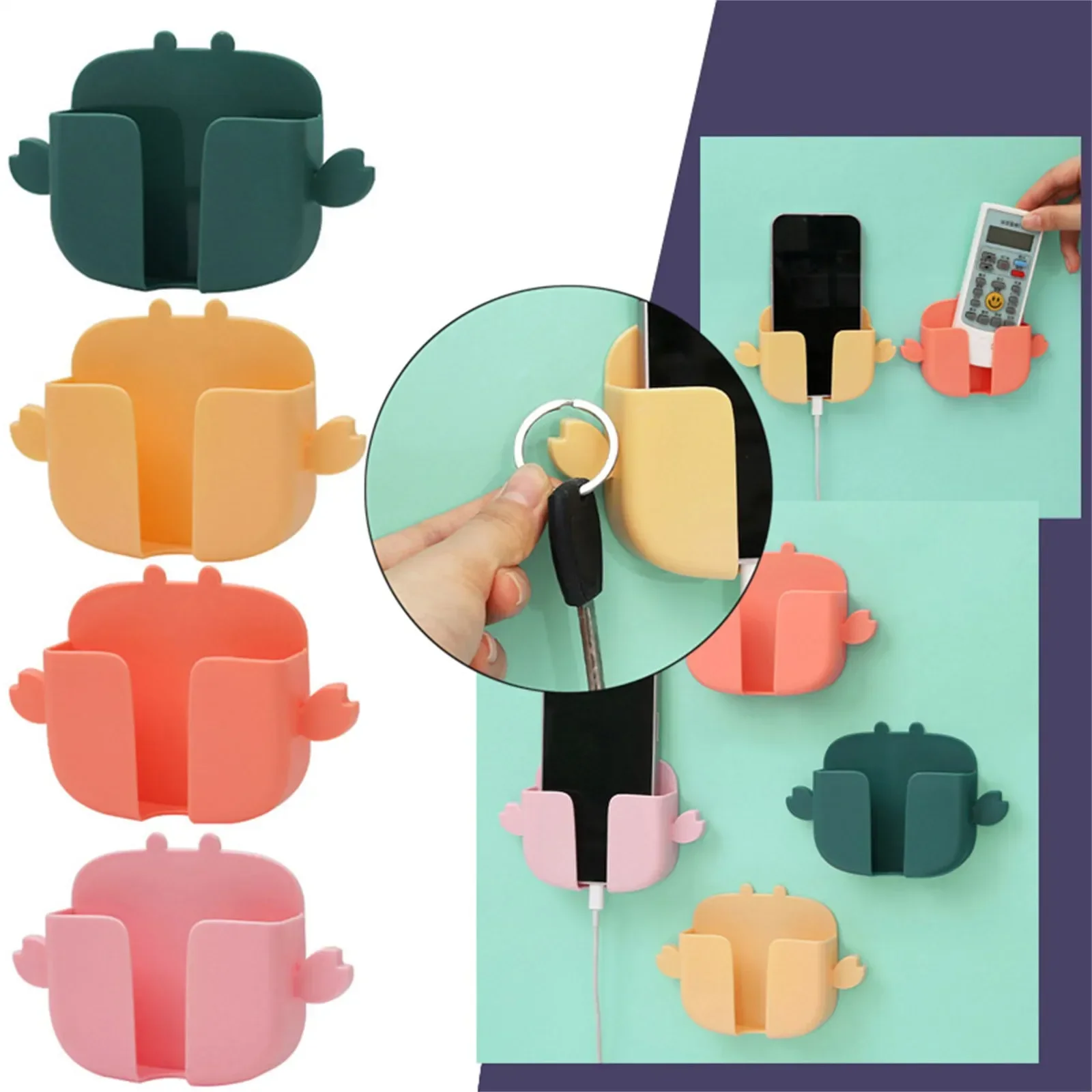 Cute Little Crab Wall Mounted Storage Box Mobile Phone Plug Holder Stand Rack Remote Control Storage Organizer Case Racks