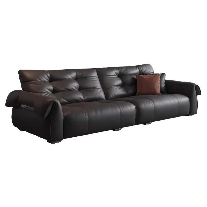

Small apartment straight row soft sofa living room ecological leather sofa