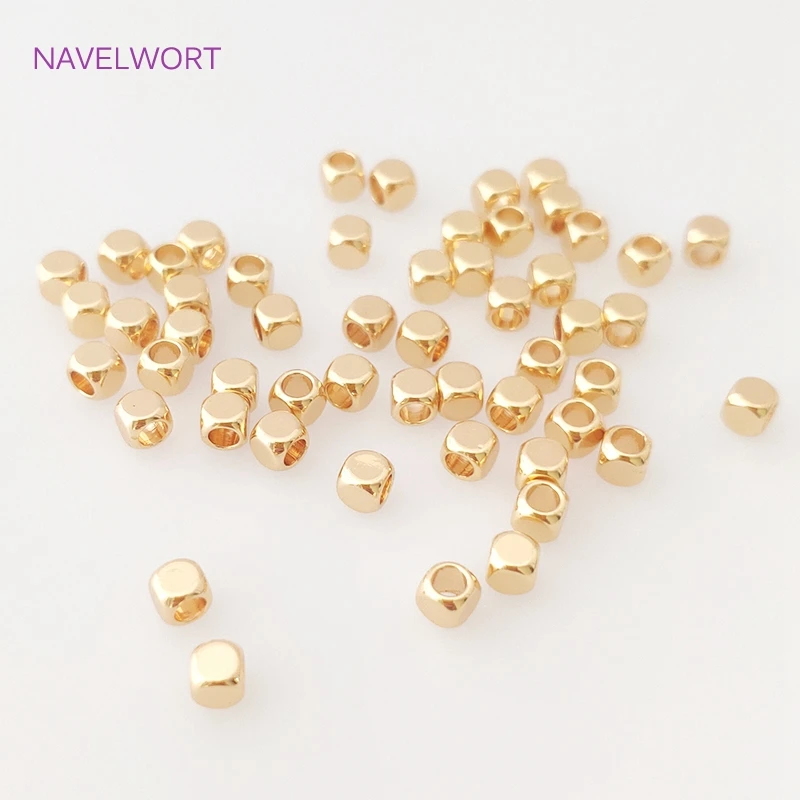 2/3/4 mm hohle Würfelperlen, 18 Karat vergoldete Messing-Abstandsperlen, Trenner für Perlen, DIY-Schmuckherstellungszubehör, Großhändler – Detail 23
