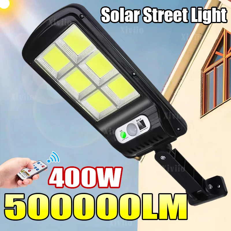 

400 Вт уличная солнечная лампа высокой мощности 500000LM супер яркий солнечный светодиодный светильник с датчиком движения 3 режима садовая лампа водонепроницаемый уличный фонарь