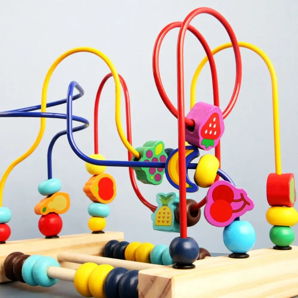 Kleurrijke dieren Houten speelgoed Wiskundepuzzel Tellen Leren Vroeg onderwijs Speelgoed Vormen Cirkel Houten kralen Kraal Doolhof Jongens Meisjes