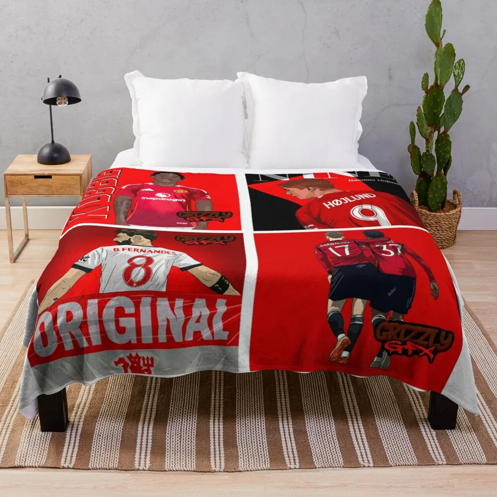 Man Utd Stars: Mainoo, Bruno, H?jlund, Garnacho Throw Blanket Decorative Beds Luxury Brand Blankets