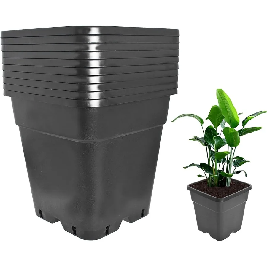 

Plant Pots Flower Pot 10Pack 1 Gallon Planter Nursery Pot Garden Seedling Planters Containers Plastic Injection Molded Pots wit
