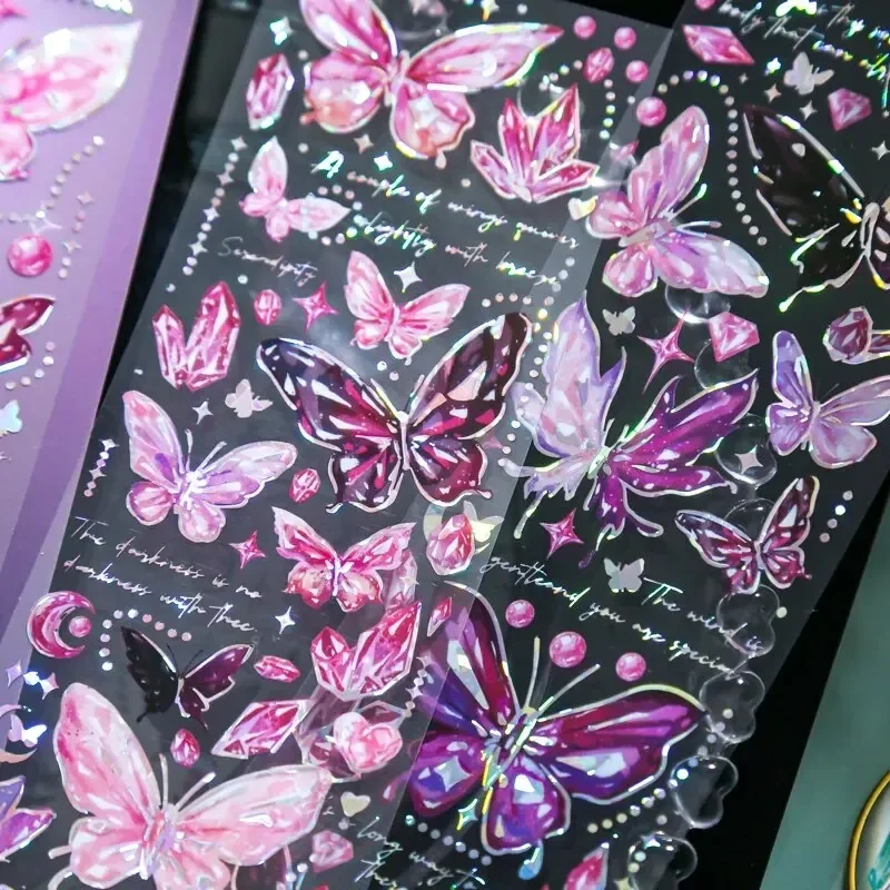 3 шт./набор, серебряные наклейки-бабочки