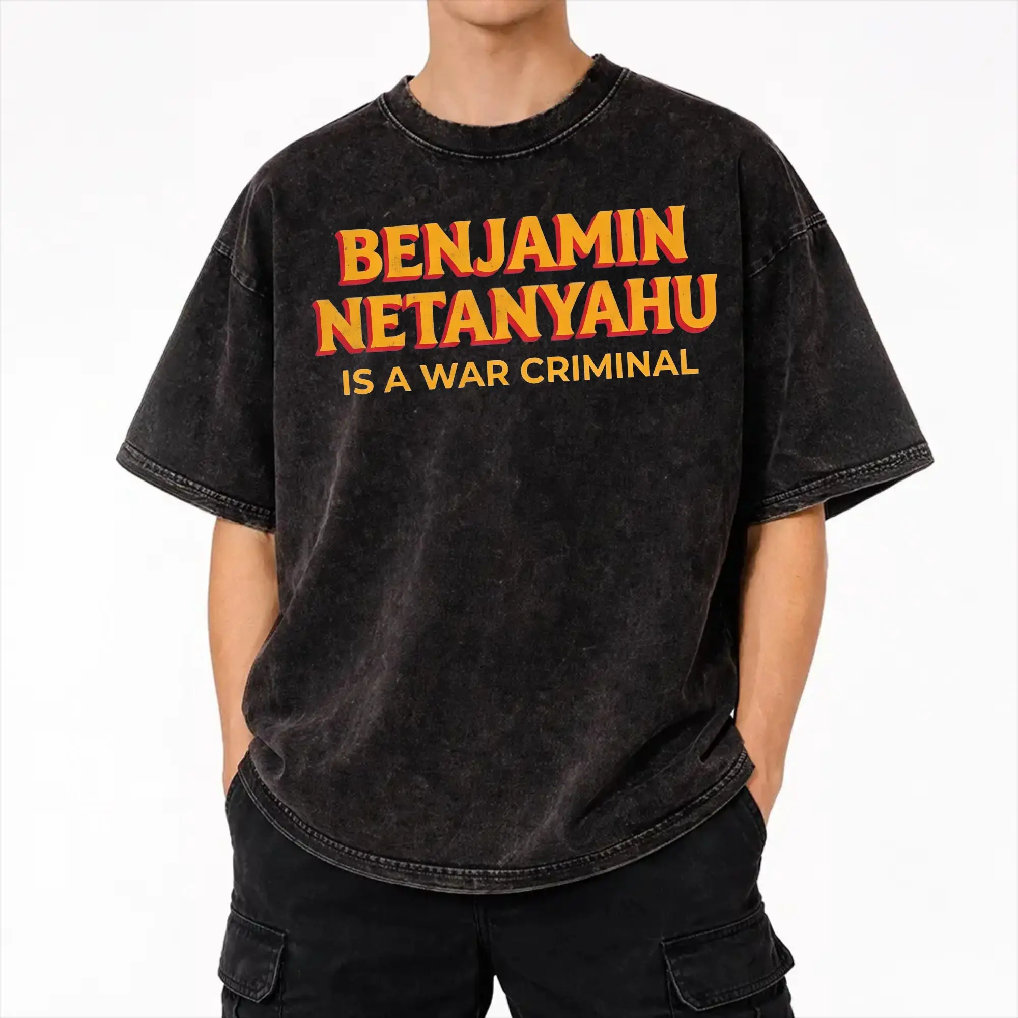 2026 BYE-BYE BIBI Benjamin Netanyahu Leaves Office  Washed T Shirt Merch Oversize T-Shirts  for Men Women Tee