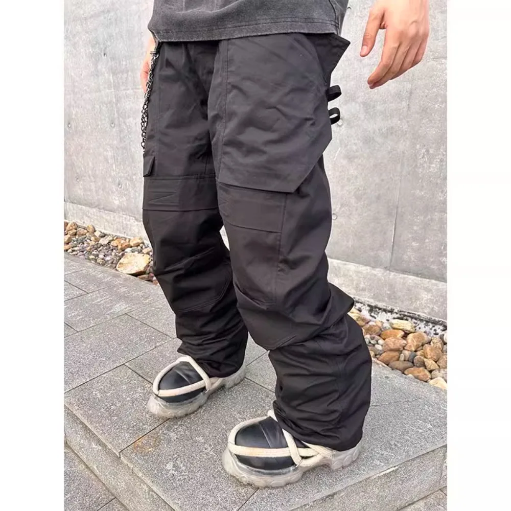 NIGO FHDX Tasche per abbigliamento da lavoro retrò Pantaloni casual larghi Tendenza Multi-tasca Nero Dritto Cento Pantaloni Abbigliamento da uomo # NGTOP11237