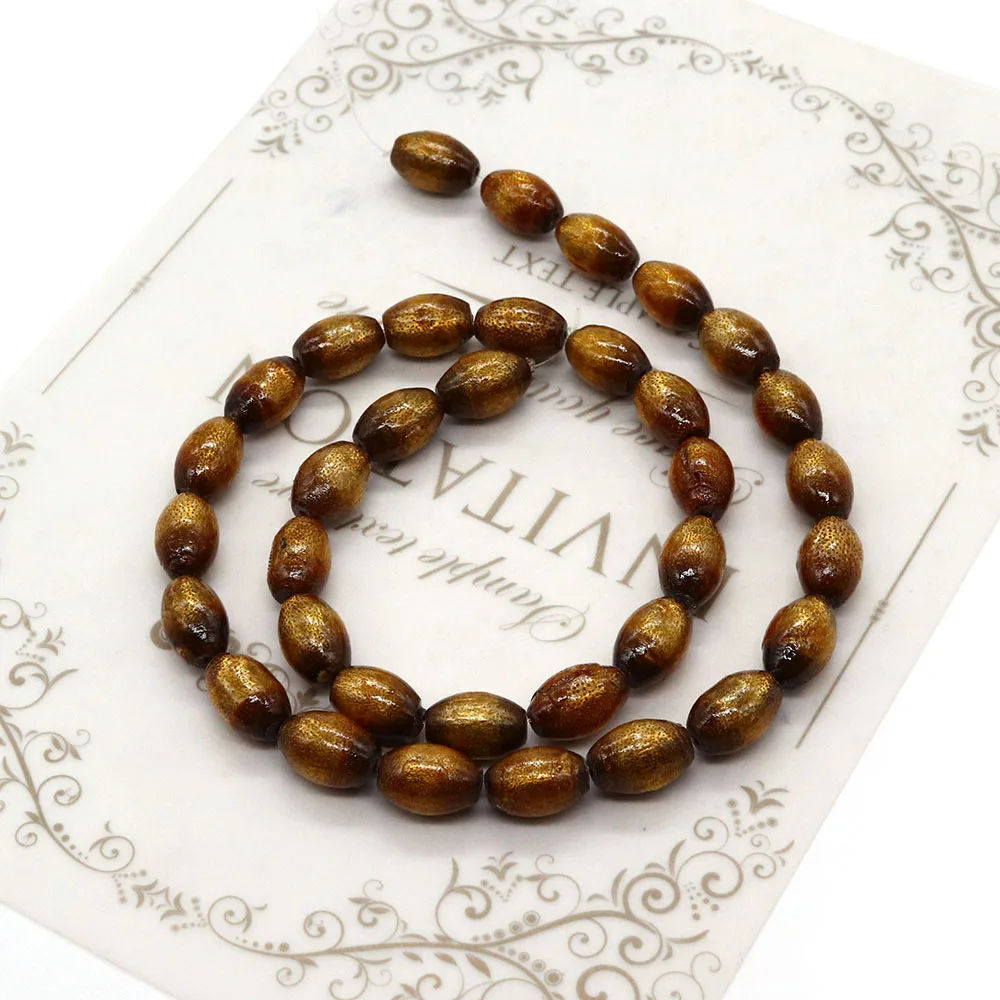 

Multi-size Rice-shaped Artificial Golden Coral Straight-hole Loose Beads 1 Strand For DIY Vintage Necklace Bracelet Accessory