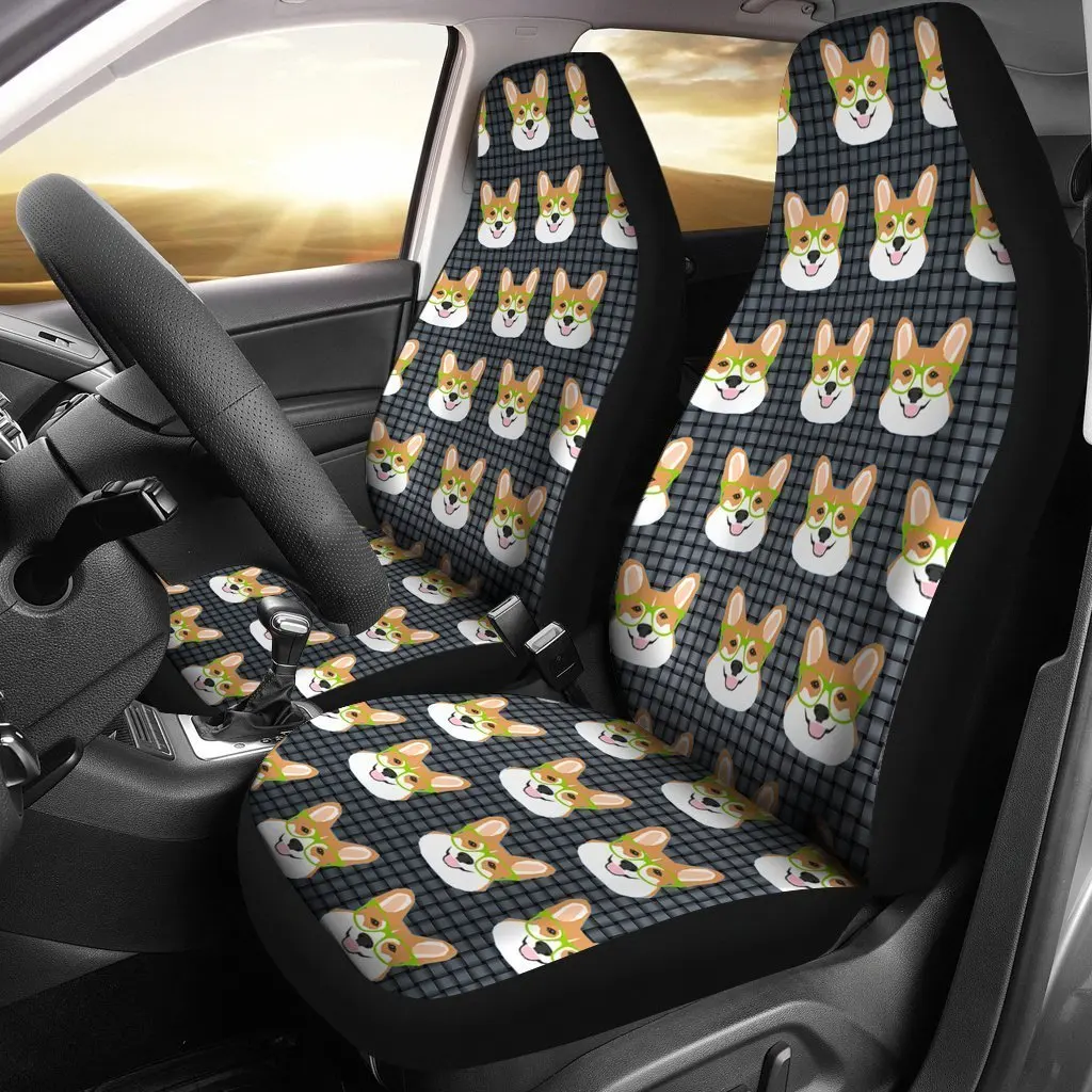 Pembroke Welsh Corgi Patterns Print Car Seat Covers Set 2 Pc, Car Accessories Seat Cover