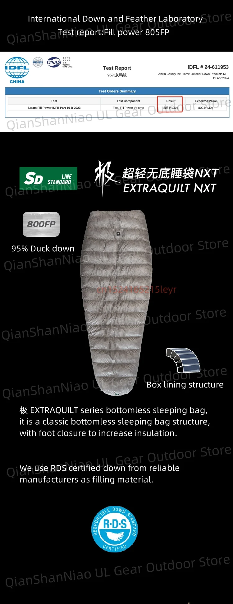 IceFlame Extra Quilt 900FP Ultralight Footless Down Quilt Mummy Sleeping Bag with Pad Attachment System for Backpacking Camping