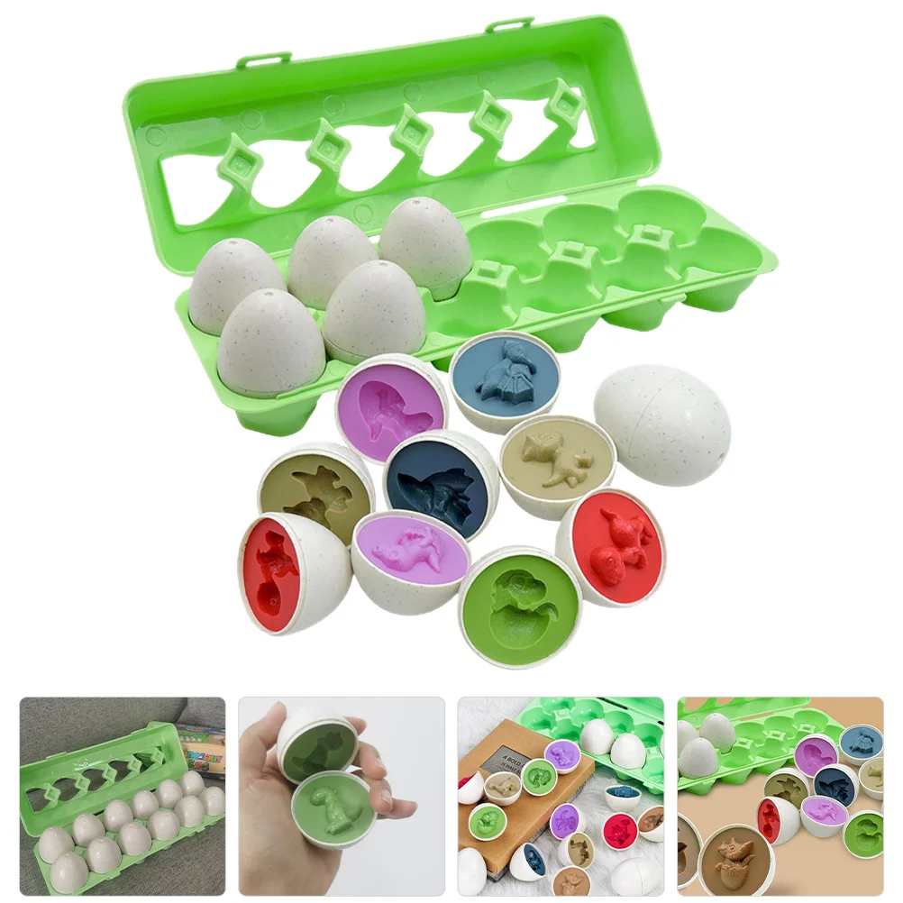 1 set di uova di dinosauro abbinate a forma di colore, uova di Pasqua cognitive, gioco educativo di uova abbinate per i più piccoli, apprendimento in età prescolare