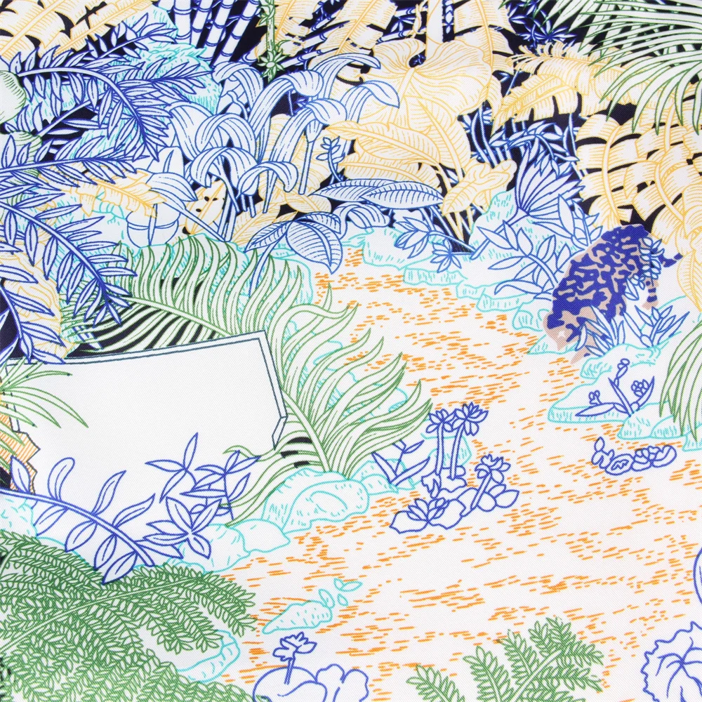 POBING Seidenschal für Damen, große Schals, Secret Garden Print Stolen, quadratisches Bandana, Luxus-Kopftuch, Hijab-Schal, weibliche Foulards, 130 cm – Detail 9
