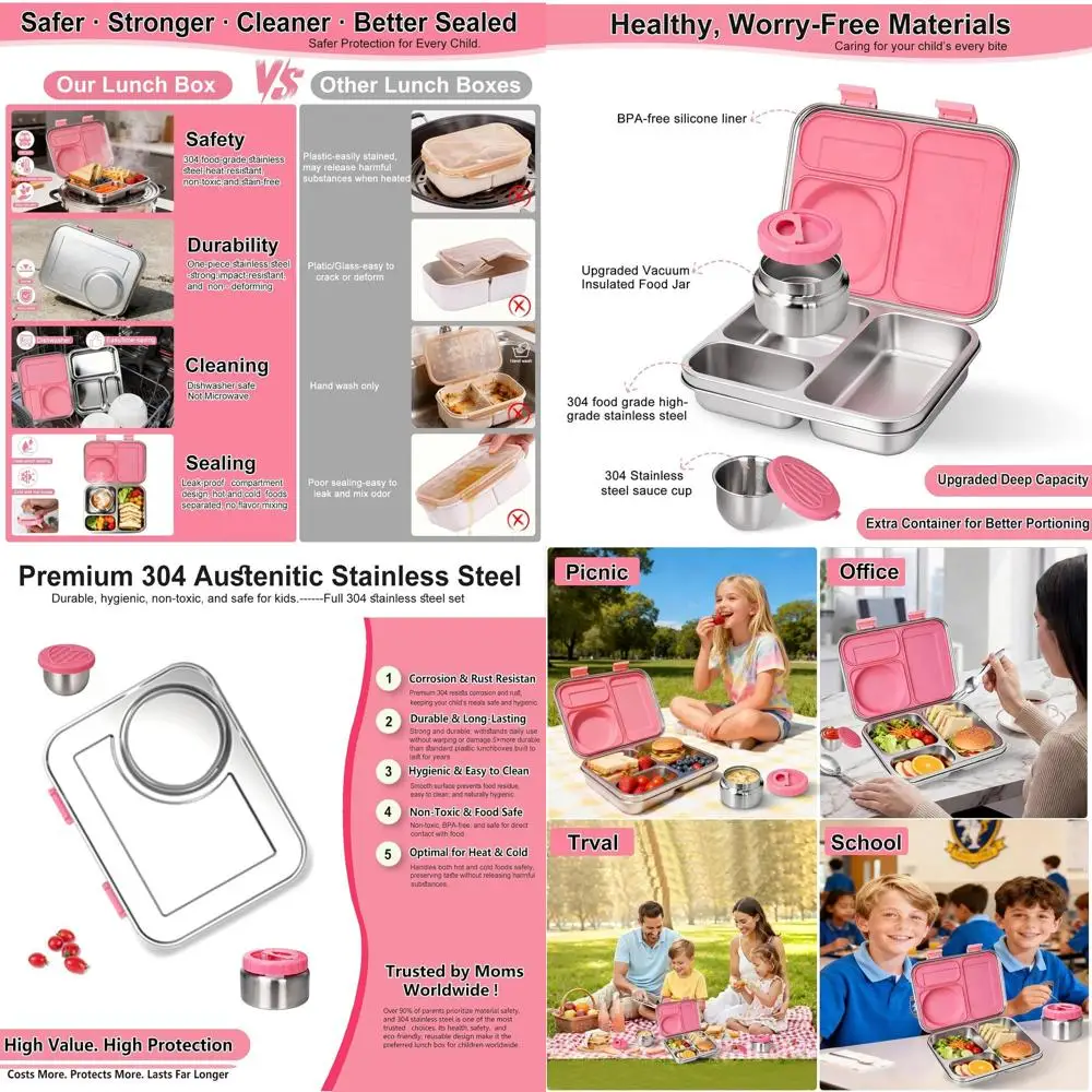 

Изолированный ланч-бокс из нержавеющей стали для детей и взрослых, герметичный, без BPA, экологичный, можно мыть в посудомоечной машине, большой объем.