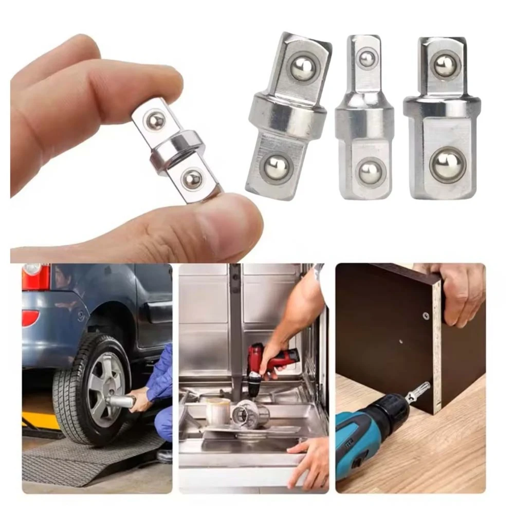 

1/3 шт. 1/4 3/8 1/2 дюйма двусторонний адаптер для головки, ударный привод, храповой ключ, адаптер для ремонта, ручной инструмент