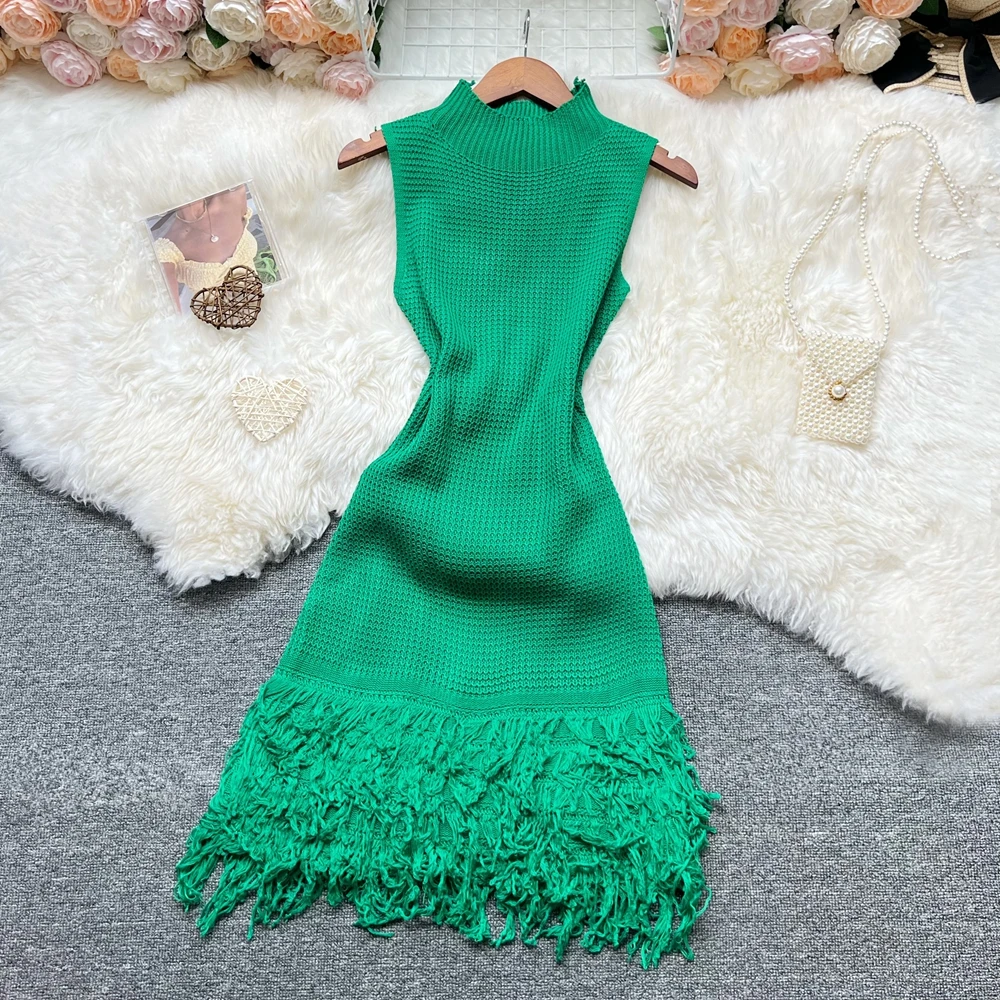 YuooMuoo femmes robe 2025 nouvelle mode d'été Sexy ajouré couture sans manches moulante robe de soirée coréenne dame plage robes