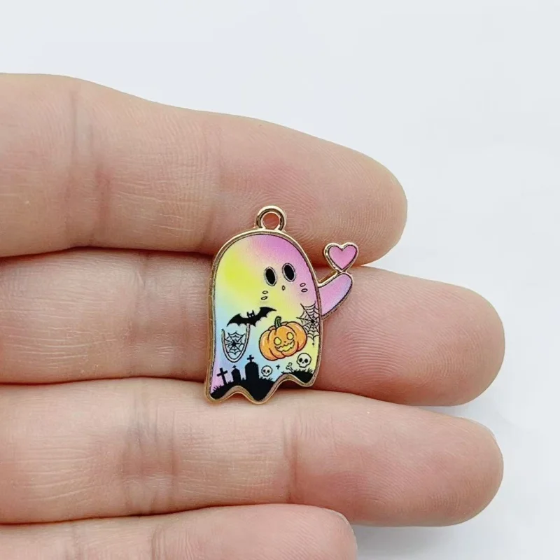 10pcs multi pattern cute animal zinc alloy pendant Halloween pumpkin candy butterfly DIY earrings necklace accessories in stock image 4