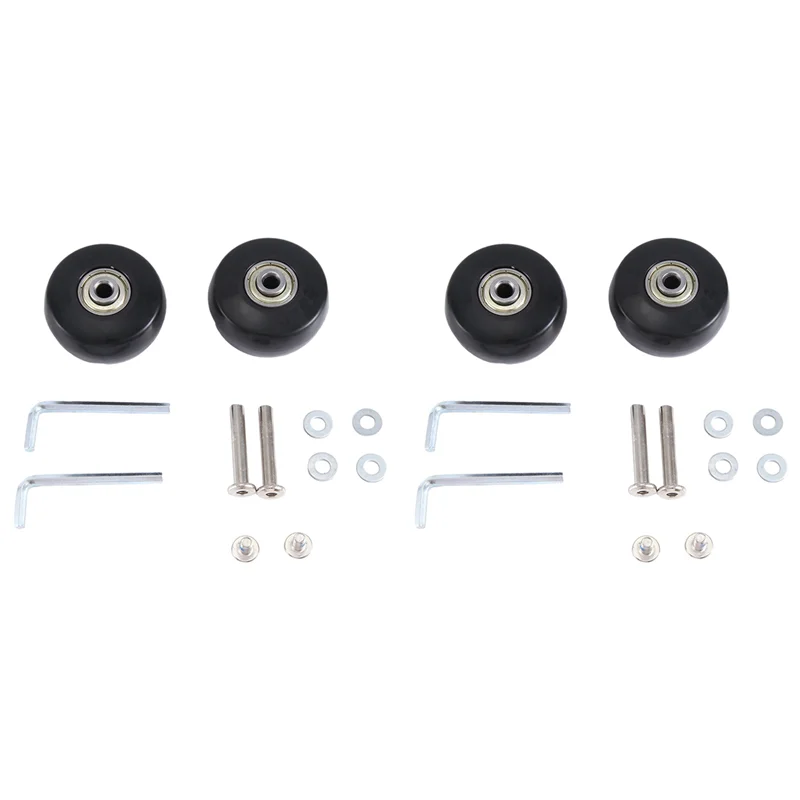 

ABRT-50X24mm Set Of 4 Luggage Suitcase Replacement Wheels,PU Swivel Caster Wheels Carbon Steel Bearings Repair Kits
