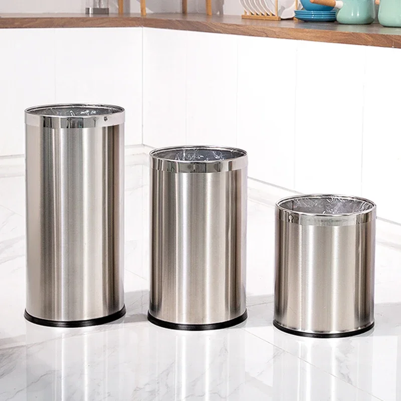 Stainless Steel Home Trash Can Glitter Modern Makeup Metal Recycling Bathroom Trash Can Touch Diaper Cubo Basura Cleaning Tools