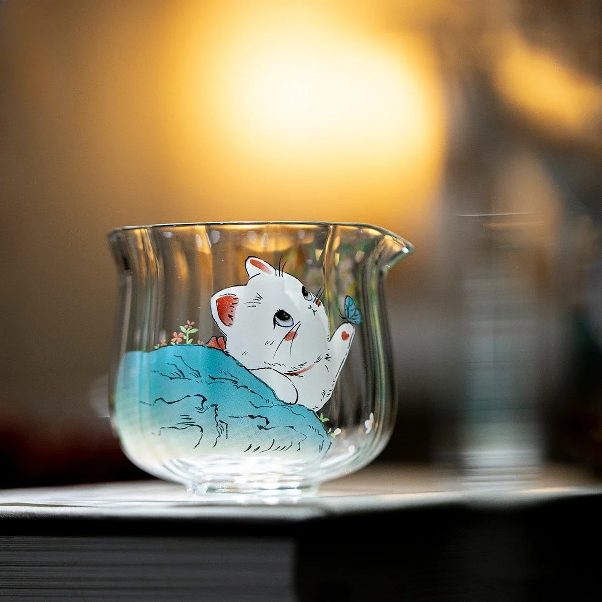 135ML Japanese Fresh and Cute Cat Fair Cup High Temperature Resistant Glass Male Cup Small Tea Dispenser Uniform Cup Decoration