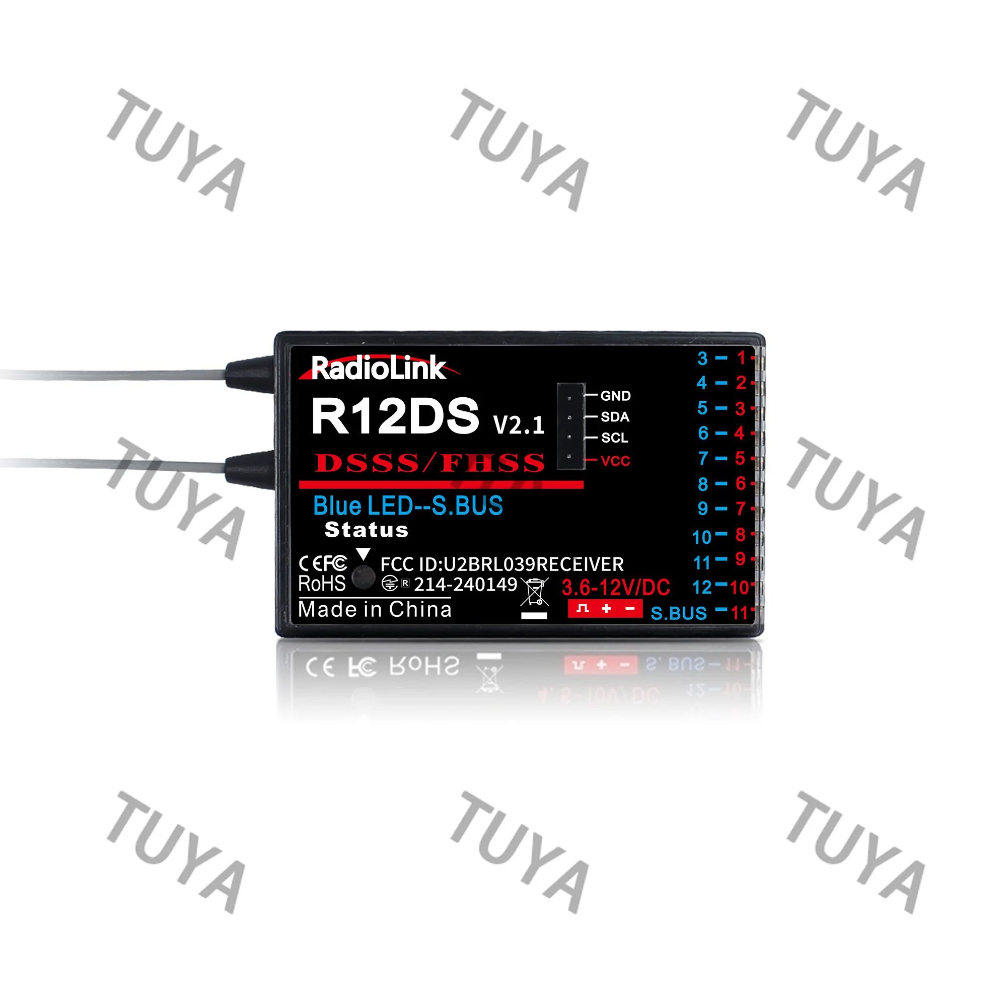 R12DS RC Receiver 12CH 4000 Meters Control Distance Real-time Telemetry for Rotary Wing Fixed Wing Glider Car Boat
