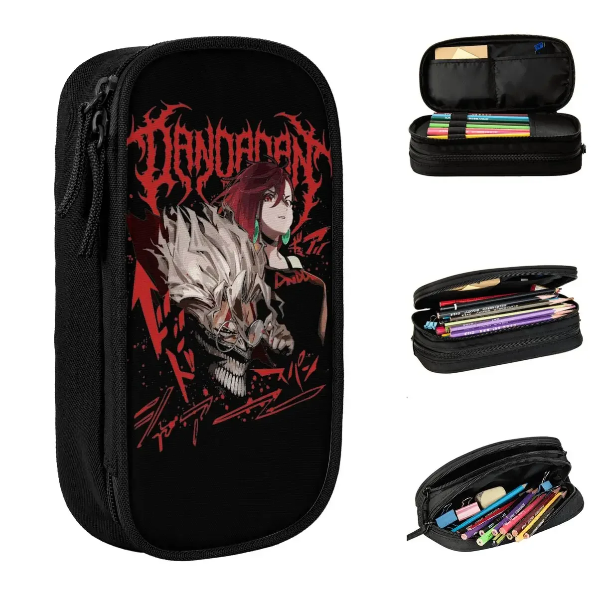 

Dandadan Heavy Metal Dark Art Pencil Cases Momo And Okarun Pencilcases Pen Box for Girl Boy Large Storage Bags Office Stationery
