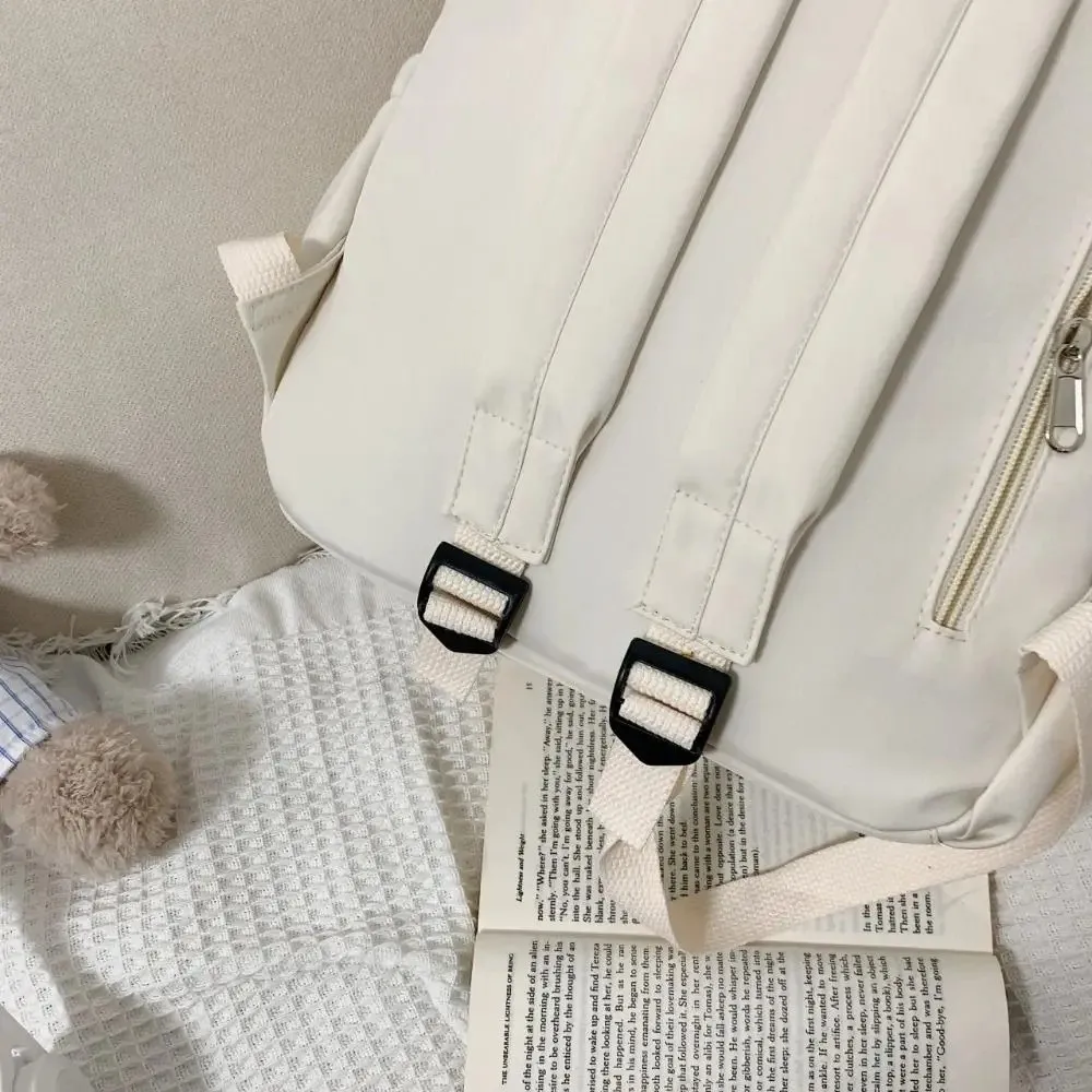 Durable Solid Color School Bag Casual Fashion Large Capacity Bag Simple Nylon Student Backpack Study