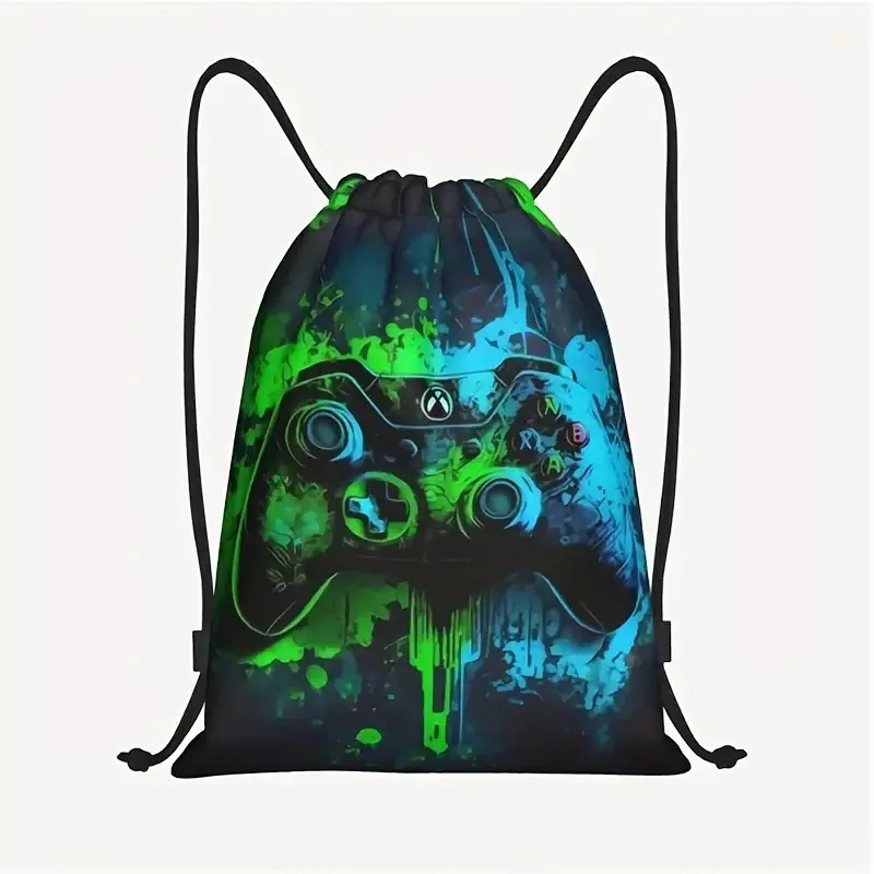 Game Controller Print Lightweight Drawstring Bag, Durable & Wear-Resistant, Universal Storage Bag for School & Travel