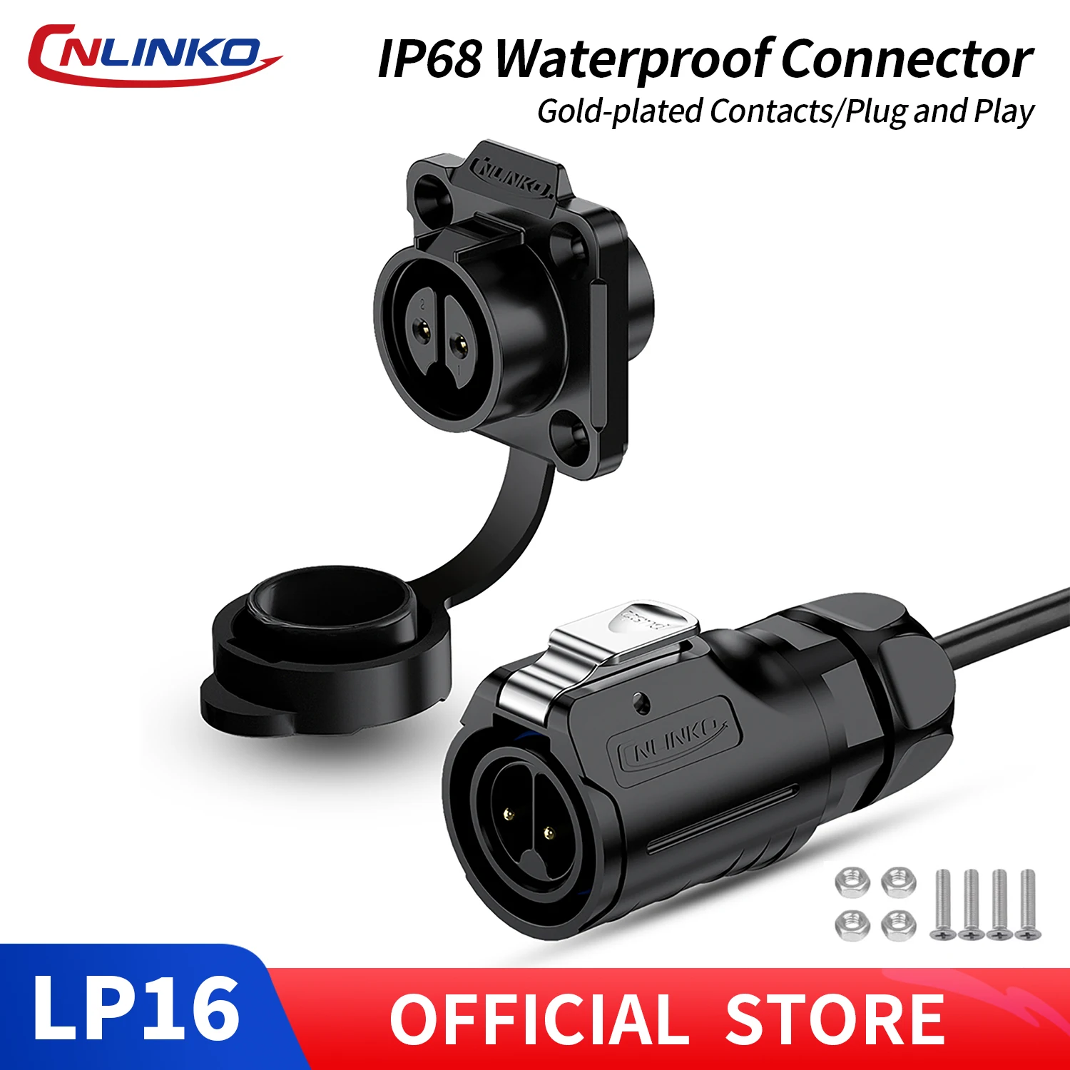 conector-de-cabo-cnlinko-lp16-pbt-a-prova-d'Agua-ip68-1m-conjunto-macho-femea-para-iluminacao-led-externa-equipamentos-maritimos-e-industriais