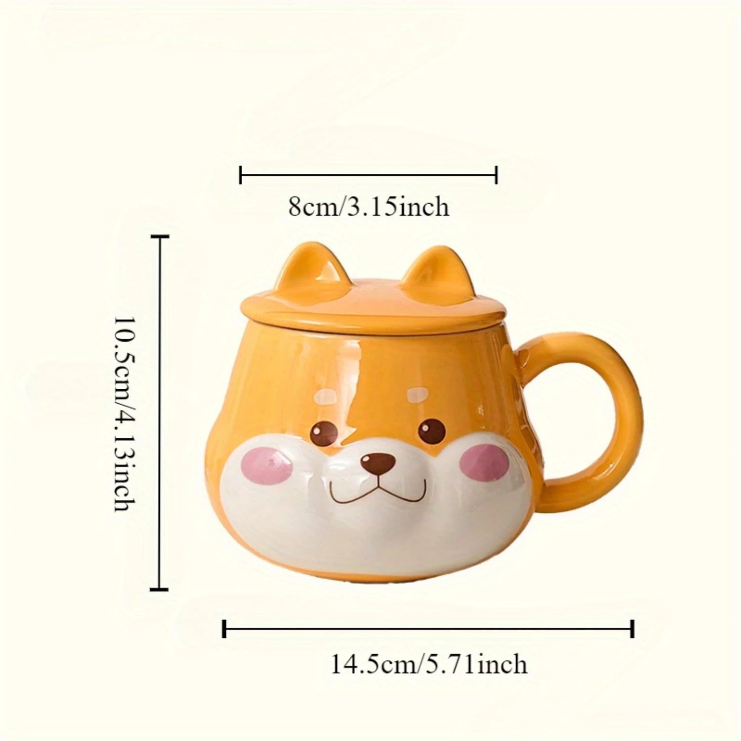 Cute Shiba Inu Ceramic Coffee Mug with Lid - High-Value Ins Style  Couple Water Mug - Glass Cup for Dining Service Tableware - K