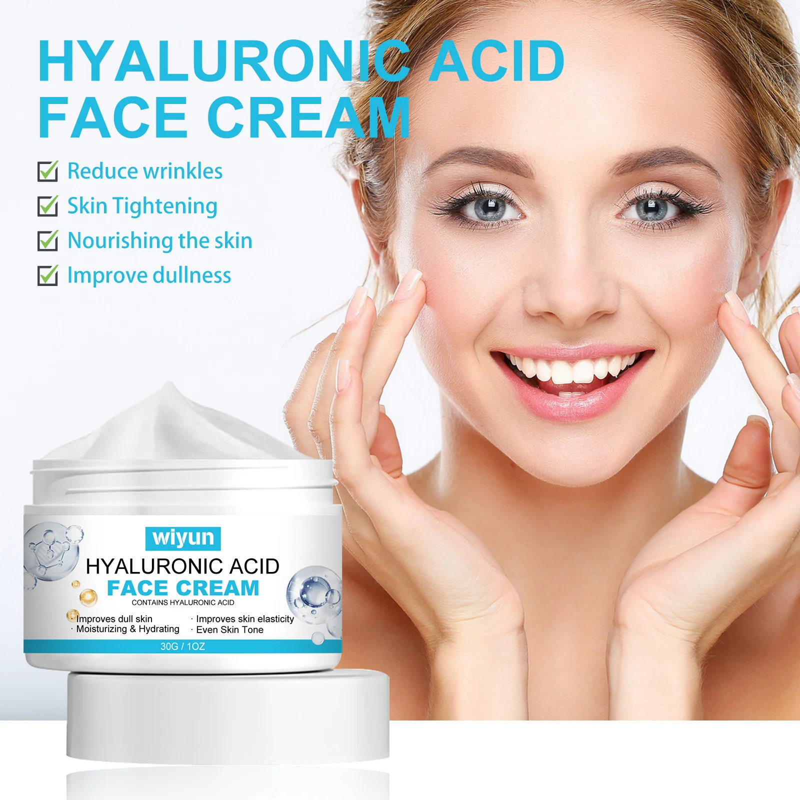 Crema de ácido hialurónico para el rostro, Control de aceite reductor de poros, rejuvenecimiento de la piel, brillo hidratante, cuidado de la piel coreano antienvejecimiento