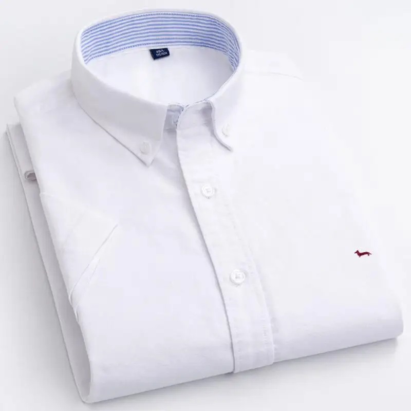 New Summer Casual Slim Fit Fashion Short Sleeve Harmont Shirts 100%Cotton Embroidery Blaine Blouse