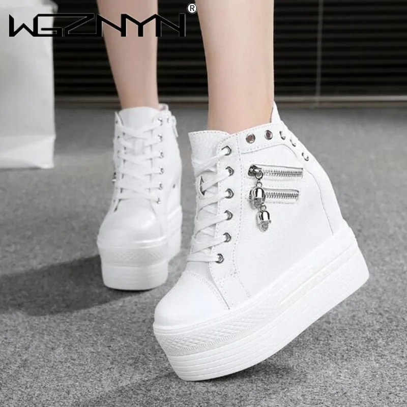 2024 NEW Brand Hidden Heel Platform Sneakers Womens Breathable Wedge Canvas Shoes Woman Casual Ladies Boots Autumn Zapatos Mujer