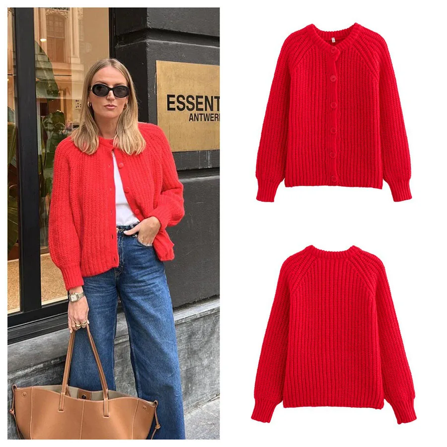 Women Y2K Autumn New Knit Cardigan Long Sleeve Knitted Sweater Soft Coat Solid Single Breasted Long Sleeves Top All-match Jacket