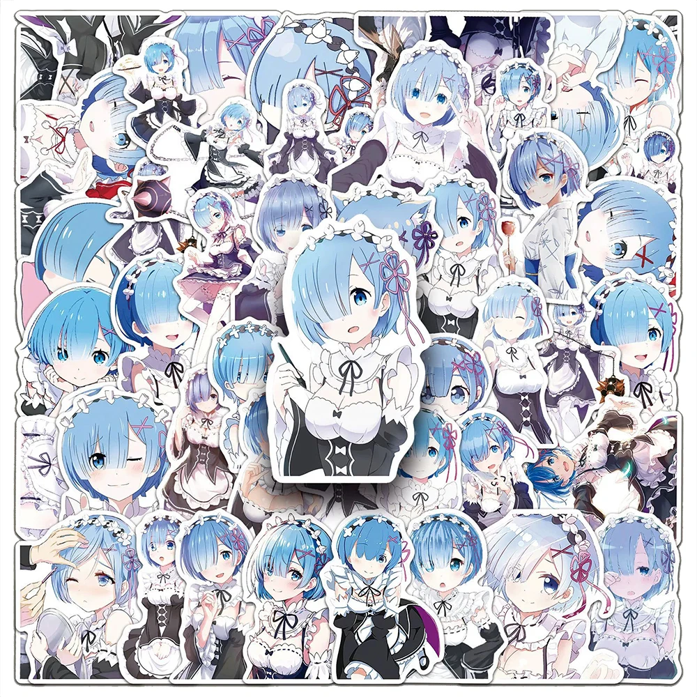 10/30/50pcs Re: Life in a Different World from Zero Anime Cute Rem Cartoon Sticker Laptop Motorcycle Guitar Car Kid Decals Gifts